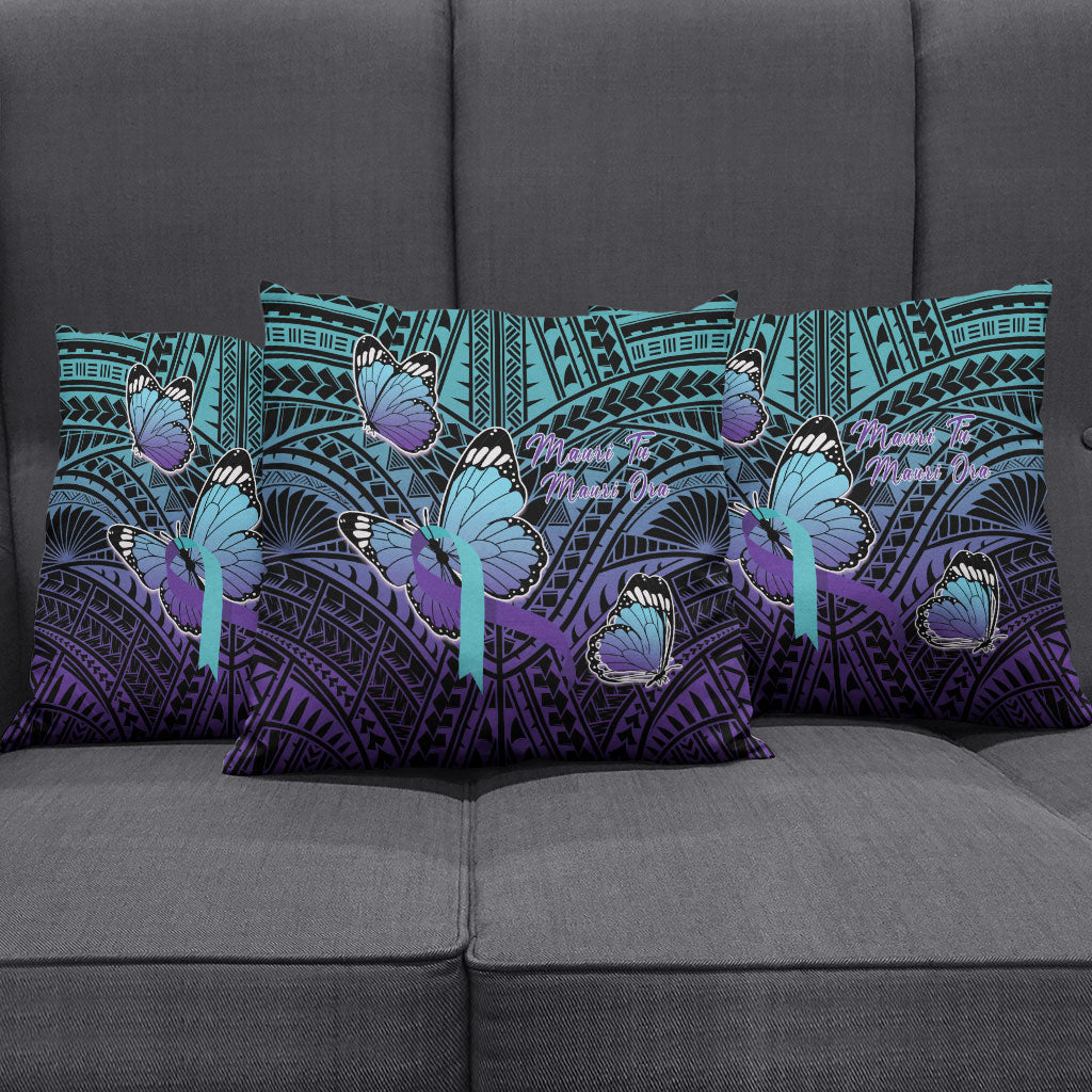 New Zealand Suicide Prevention Month Pillow Cover Maori Mauri Tu Mauri Ora Polynesian Pattern