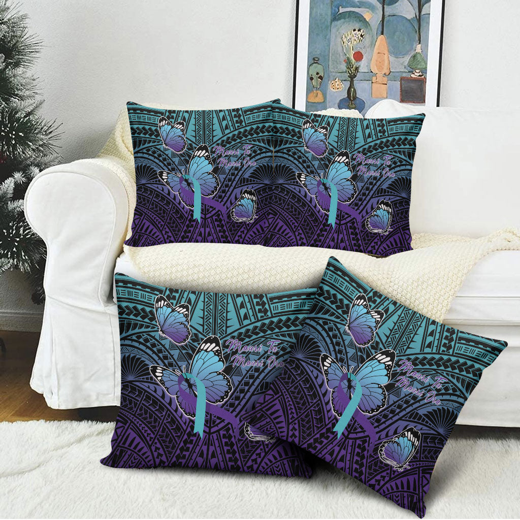 New Zealand Suicide Prevention Month Pillow Cover Maori Mauri Tu Mauri Ora Polynesian Pattern