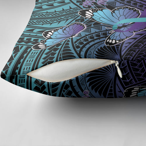 New Zealand Suicide Prevention Month Pillow Cover Maori Mauri Tu Mauri Ora Polynesian Pattern