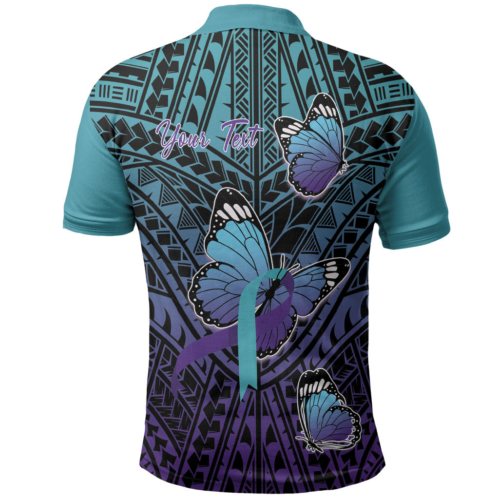 Personalised New Zealand Suicide Prevention Month Polo Shirt Maori Mauri Tu Mauri Ora Polynesian Pattern
