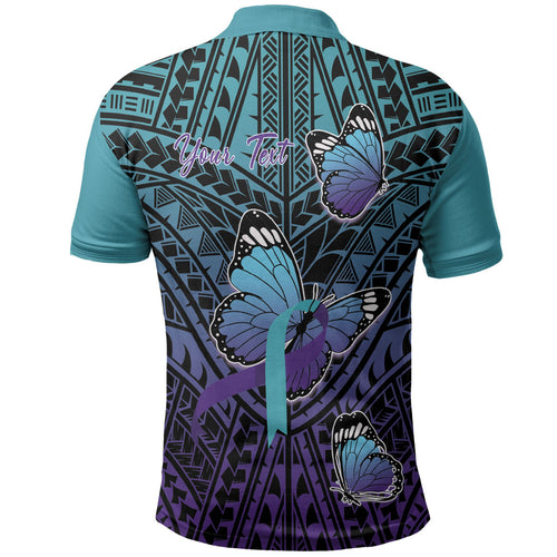 Personalised New Zealand Suicide Prevention Month Polo Shirt Maori Mauri Tu Mauri Ora Polynesian Pattern