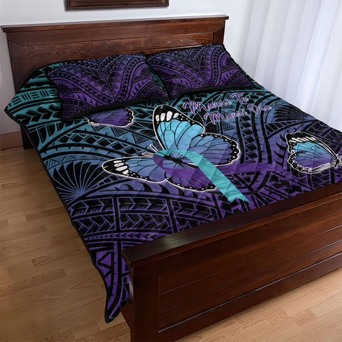 New Zealand Suicide Prevention Month Quilt Bed Set Maori Mauri Tu Mauri Ora Polynesian Pattern