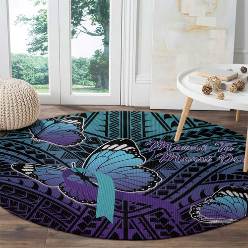 New Zealand Suicide Prevention Month Round Carpet Maori Mauri Tu Mauri Ora Polynesian Pattern