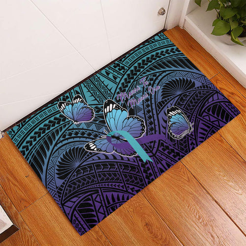 New Zealand Suicide Prevention Month Rubber Doormat Maori Mauri Tu Mauri Ora Polynesian Pattern