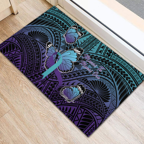 New Zealand Suicide Prevention Month Rubber Doormat Maori Mauri Tu Mauri Ora Polynesian Pattern