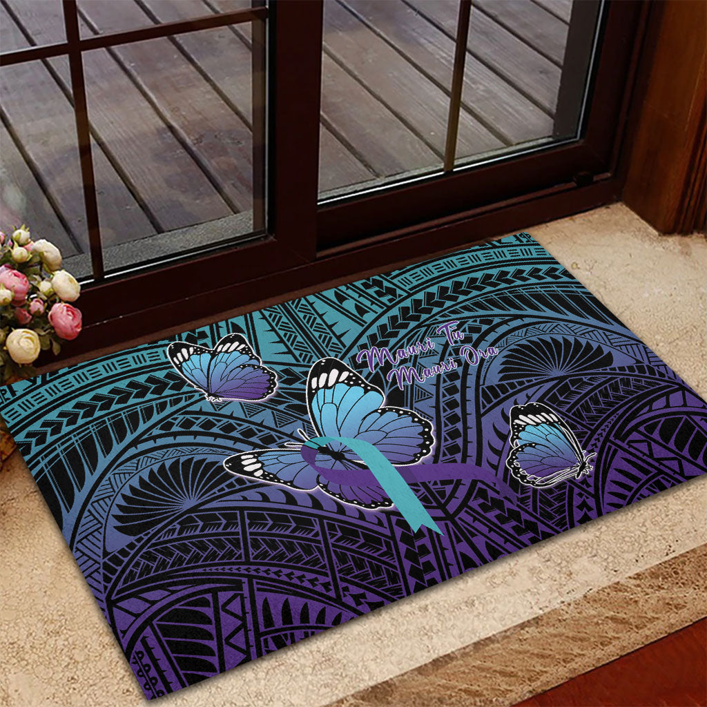 New Zealand Suicide Prevention Month Rubber Doormat Maori Mauri Tu Mauri Ora Polynesian Pattern