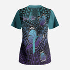 Personalised New Zealand Suicide Prevention Month Scrub Top Maori Mauri Tu Mauri Ora Polynesian Pattern