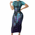 Personalised New Zealand Suicide Prevention Month Short Sleeve Bodycon Dress Maori Mauri Tu Mauri Ora Polynesian Pattern