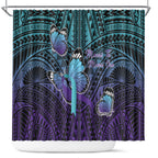 New Zealand Suicide Prevention Month Shower Curtain Maori Mauri Tu Mauri Ora Polynesian Pattern
