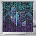 New Zealand Suicide Prevention Month Shower Curtain Maori Mauri Tu Mauri Ora Polynesian Pattern