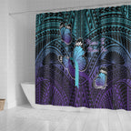 New Zealand Suicide Prevention Month Shower Curtain Maori Mauri Tu Mauri Ora Polynesian Pattern