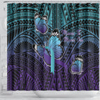 New Zealand Suicide Prevention Month Shower Curtain Maori Mauri Tu Mauri Ora Polynesian Pattern