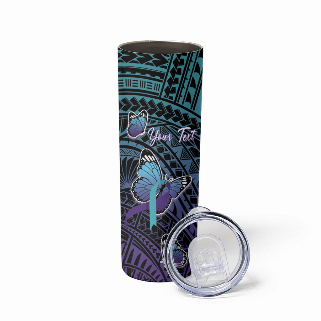 Personalised New Zealand Suicide Prevention Month Skinny Tumbler Maori Mauri Tu Mauri Ora Polynesian Pattern