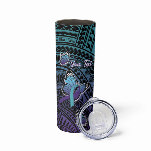 Personalised New Zealand Suicide Prevention Month Skinny Tumbler Maori Mauri Tu Mauri Ora Polynesian Pattern