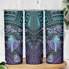 Personalised New Zealand Suicide Prevention Month Skinny Tumbler Maori Mauri Tu Mauri Ora Polynesian Pattern