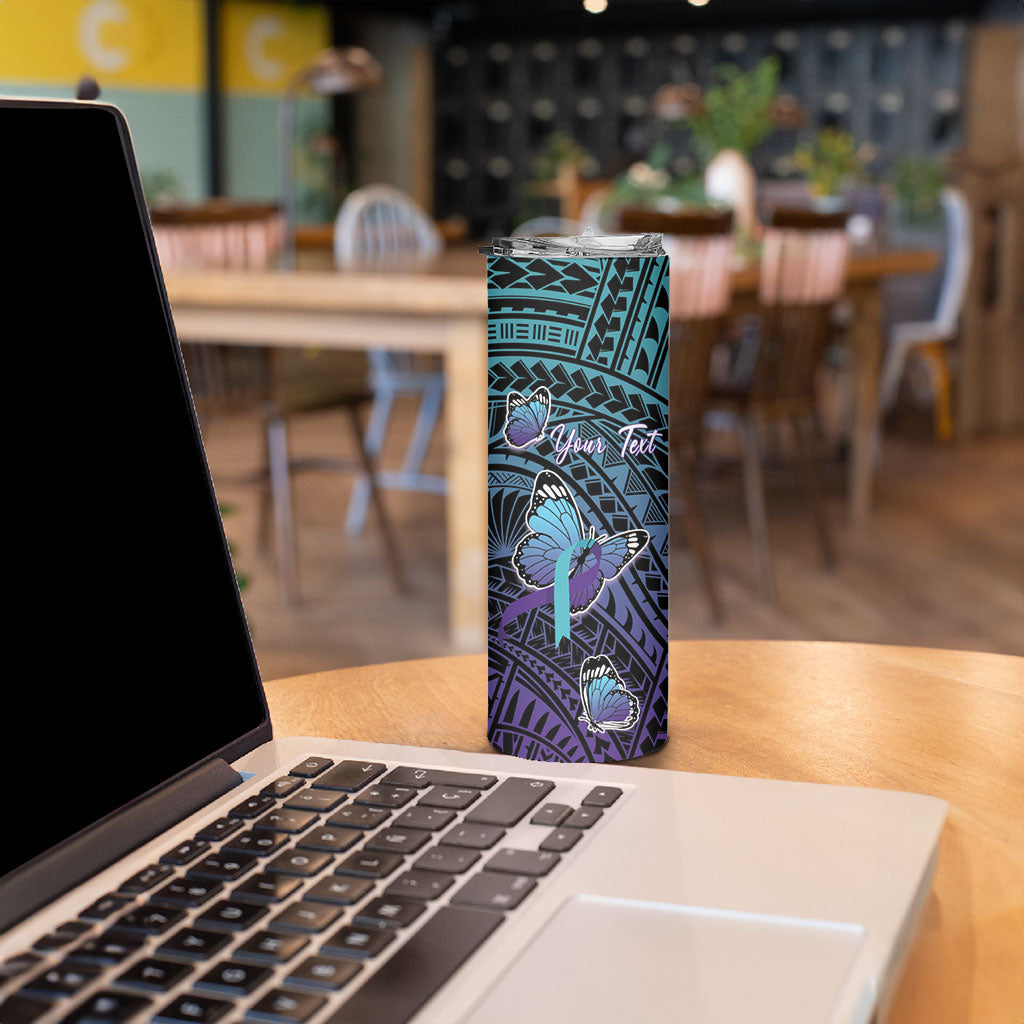 Personalised New Zealand Suicide Prevention Month Skinny Tumbler Maori Mauri Tu Mauri Ora Polynesian Pattern