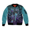 Personalised New Zealand Suicide Prevention Month Sleeve Zip Bomber Jacket Maori Mauri Tu Mauri Ora Polynesian Pattern