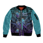 Personalised New Zealand Suicide Prevention Month Sleeve Zip Bomber Jacket Maori Mauri Tu Mauri Ora Polynesian Pattern
