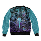 Personalised New Zealand Suicide Prevention Month Sleeve Zip Bomber Jacket Maori Mauri Tu Mauri Ora Polynesian Pattern