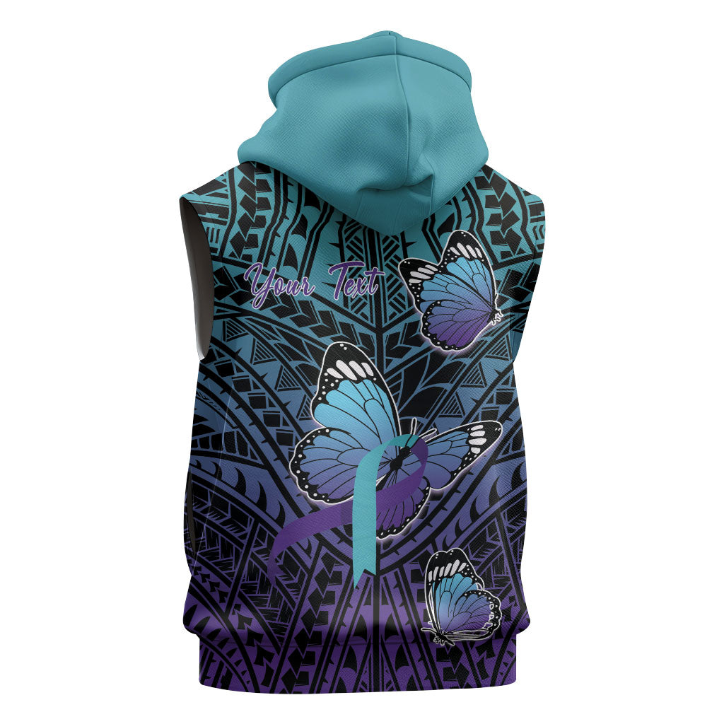 Personalised New Zealand Suicide Prevention Month Sleeveless Hoodie Maori Mauri Tu Mauri Ora Polynesian Pattern