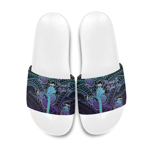 New Zealand Suicide Prevention Month Slide Sandals Maori Mauri Tu Mauri Ora Polynesian Pattern