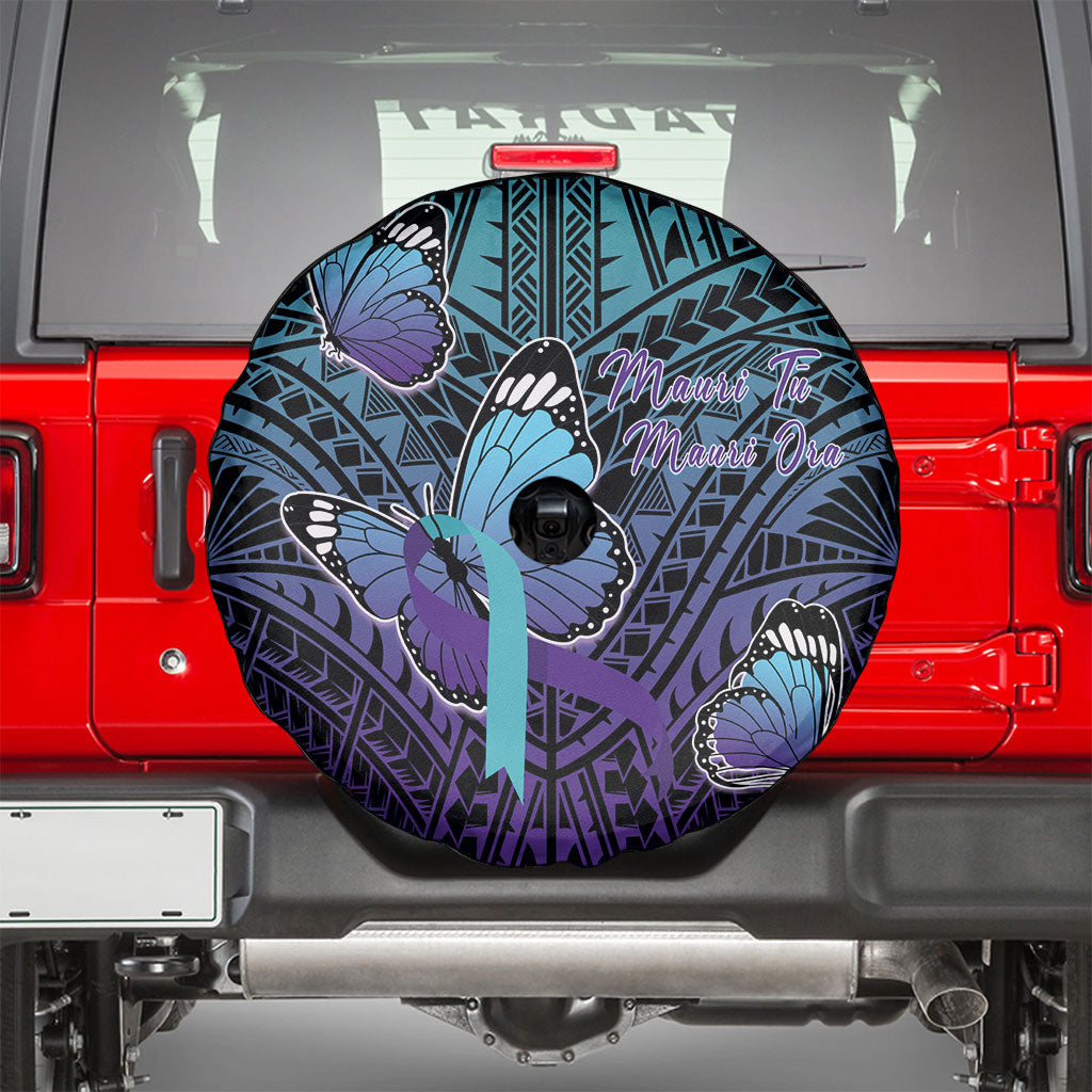 New Zealand Suicide Prevention Month Spare Tire Cover Maori Mauri Tu Mauri Ora Polynesian Pattern