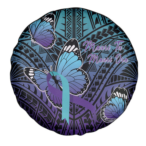 New Zealand Suicide Prevention Month Spare Tire Cover Maori Mauri Tu Mauri Ora Polynesian Pattern