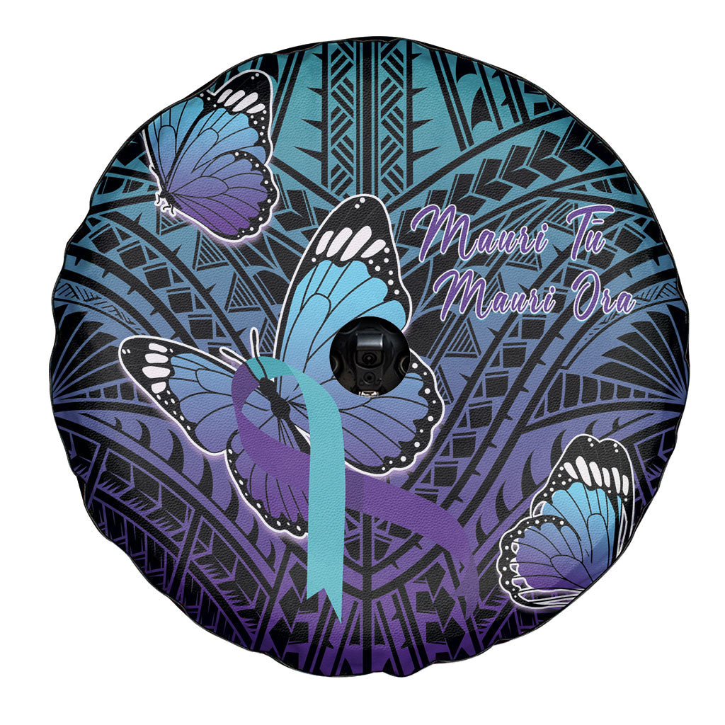 New Zealand Suicide Prevention Month Spare Tire Cover Maori Mauri Tu Mauri Ora Polynesian Pattern