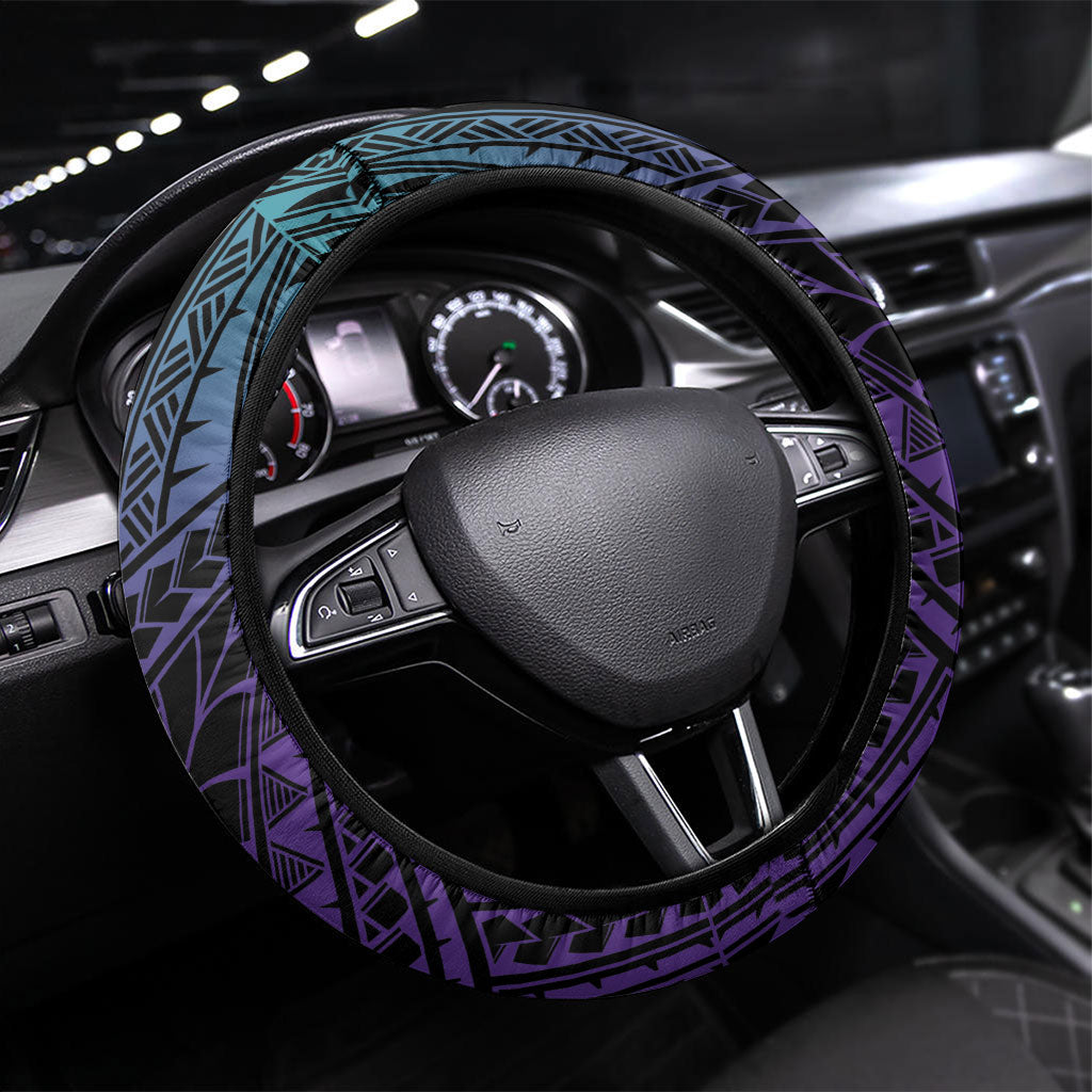 New Zealand Suicide Prevention Month Steering Wheel Cover Maori Mauri Tu Mauri Ora Polynesian Pattern
