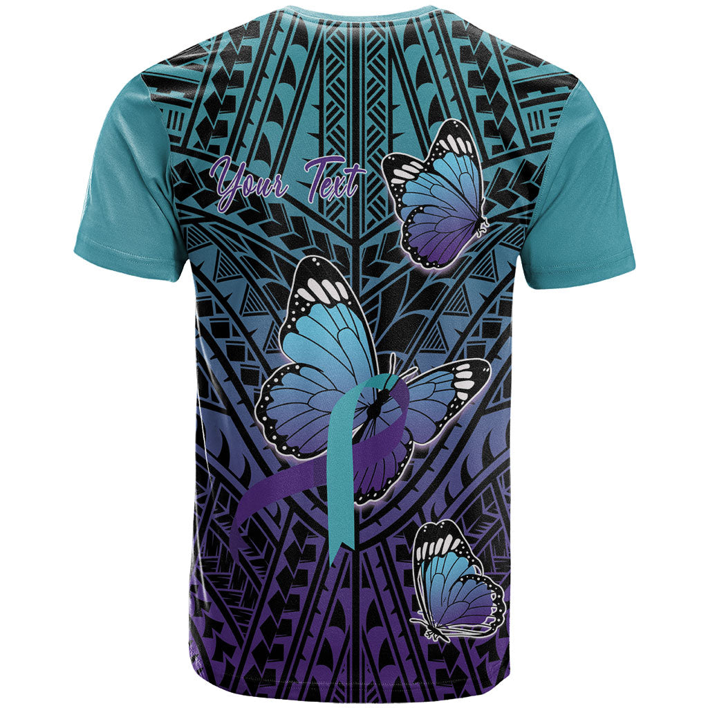 Personalised New Zealand Suicide Prevention Month T Shirt Maori Mauri Tu Mauri Ora Polynesian Pattern