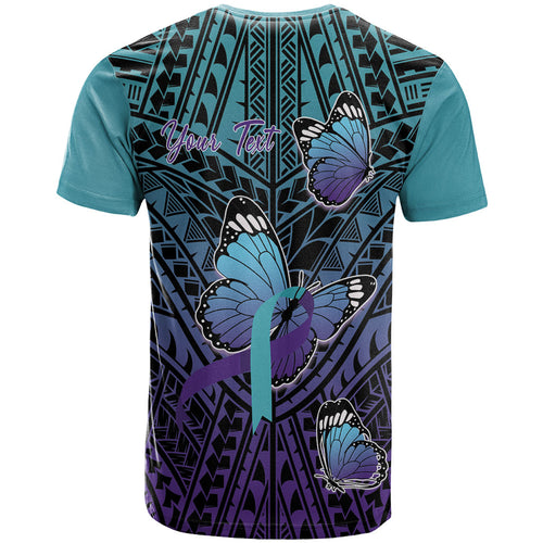 Personalised New Zealand Suicide Prevention Month T Shirt Maori Mauri Tu Mauri Ora Polynesian Pattern