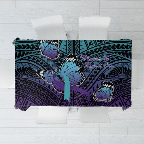 New Zealand Suicide Prevention Month Tablecloth Maori Mauri Tu Mauri Ora Polynesian Pattern