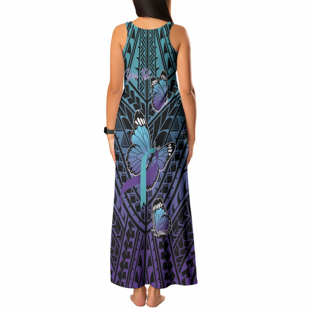 Personalised New Zealand Suicide Prevention Month Tank Maxi Dress Maori Mauri Tu Mauri Ora Polynesian Pattern