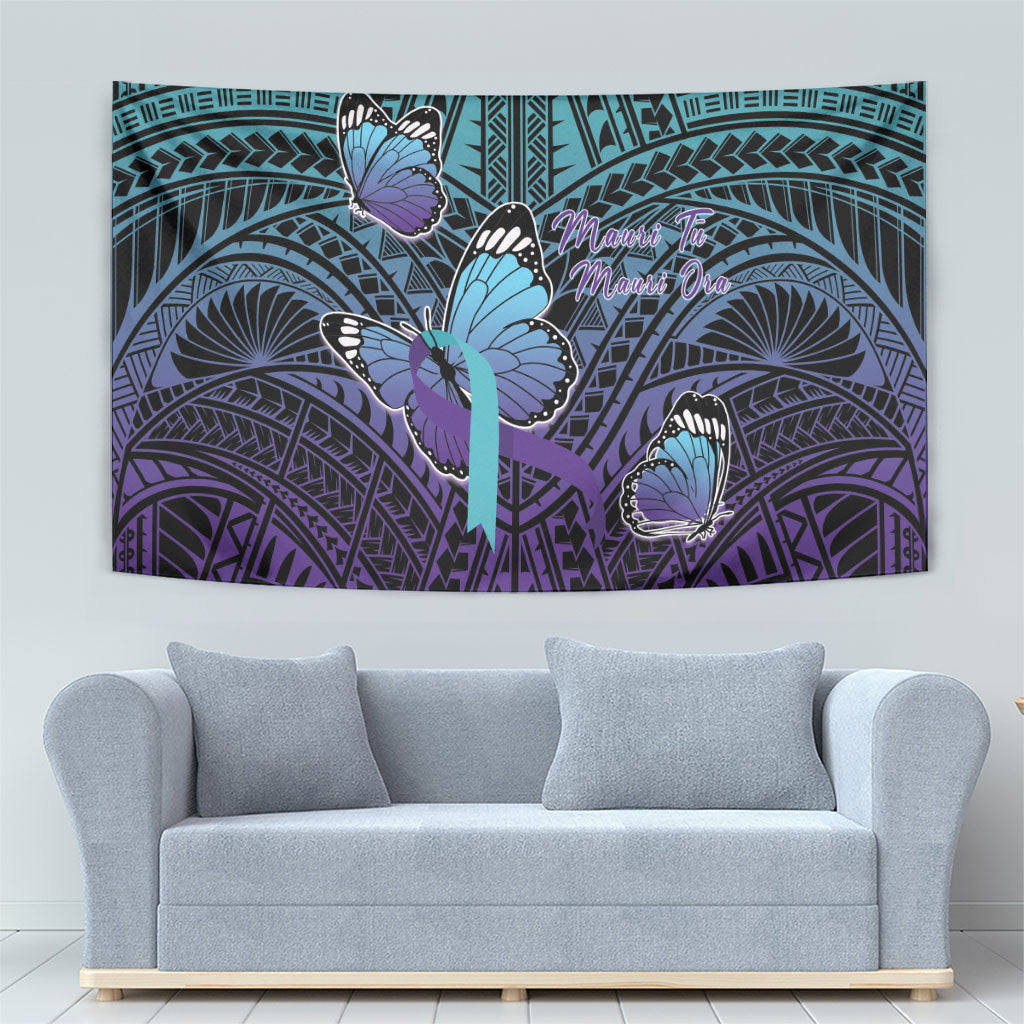 New Zealand Suicide Prevention Month Tapestry Maori Mauri Tu Mauri Ora Polynesian Pattern