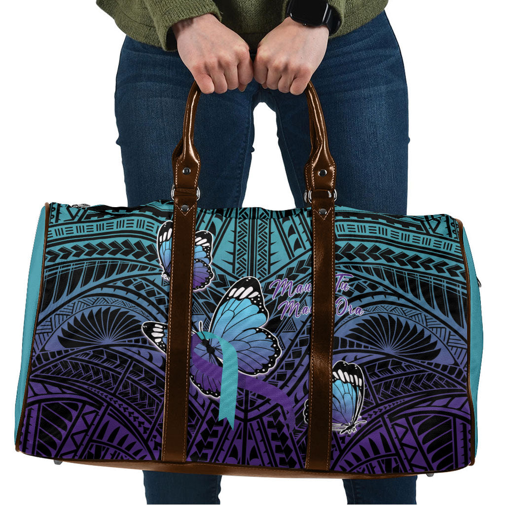 New Zealand Suicide Prevention Month Travel Bag Maori Mauri Tu Mauri Ora Polynesian Pattern