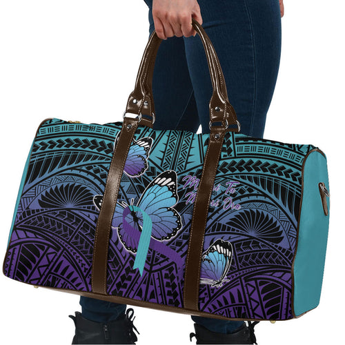 New Zealand Suicide Prevention Month Travel Bag Maori Mauri Tu Mauri Ora Polynesian Pattern