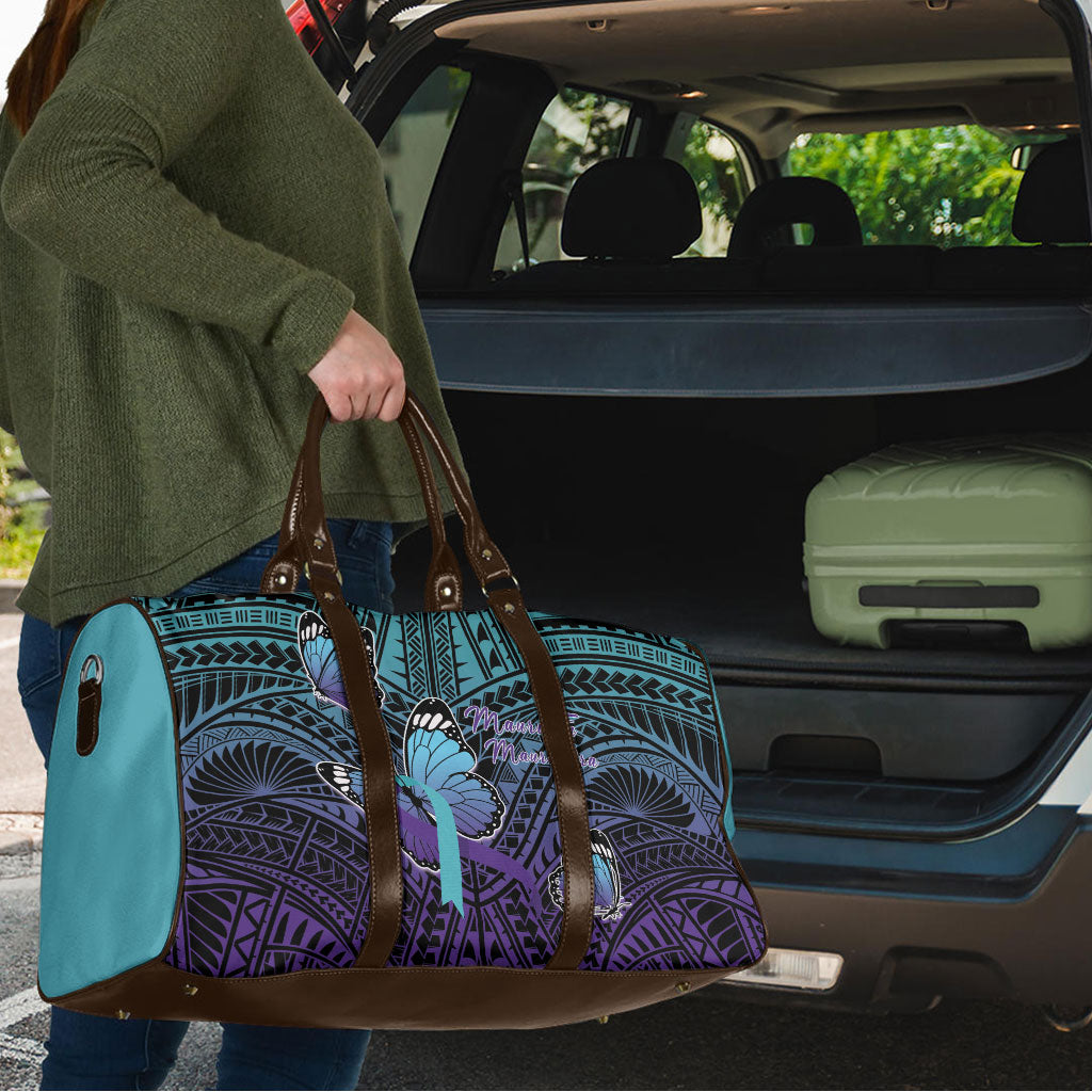 New Zealand Suicide Prevention Month Travel Bag Maori Mauri Tu Mauri Ora Polynesian Pattern