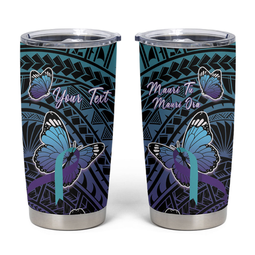 Personalised New Zealand Suicide Prevention Month Tumbler Cup Maori Mauri Tu Mauri Ora Polynesian Pattern