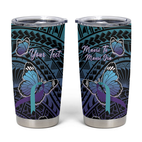 Personalised New Zealand Suicide Prevention Month Tumbler Cup Maori Mauri Tu Mauri Ora Polynesian Pattern