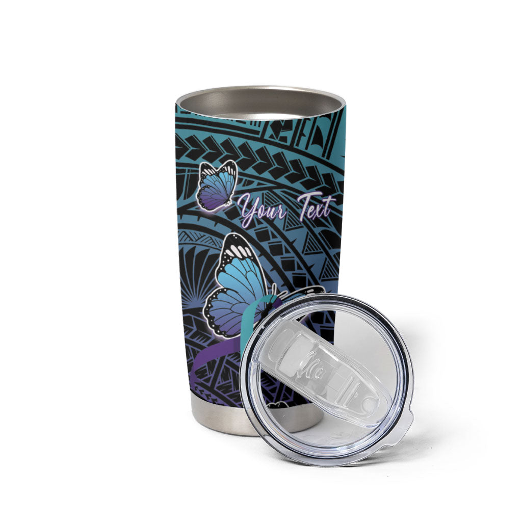 Personalised New Zealand Suicide Prevention Month Tumbler Cup Maori Mauri Tu Mauri Ora Polynesian Pattern