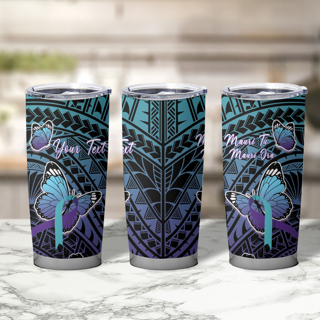 Personalised New Zealand Suicide Prevention Month Tumbler Cup Maori Mauri Tu Mauri Ora Polynesian Pattern