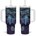 Personalised New Zealand Suicide Prevention Month Tumbler With Handle Maori Mauri Tu Mauri Ora Polynesian Pattern