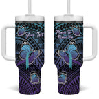 Personalised New Zealand Suicide Prevention Month Tumbler With Handle Maori Mauri Tu Mauri Ora Polynesian Pattern