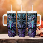 Personalised New Zealand Suicide Prevention Month Tumbler With Handle Maori Mauri Tu Mauri Ora Polynesian Pattern