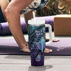Personalised New Zealand Suicide Prevention Month Tumbler With Handle Maori Mauri Tu Mauri Ora Polynesian Pattern