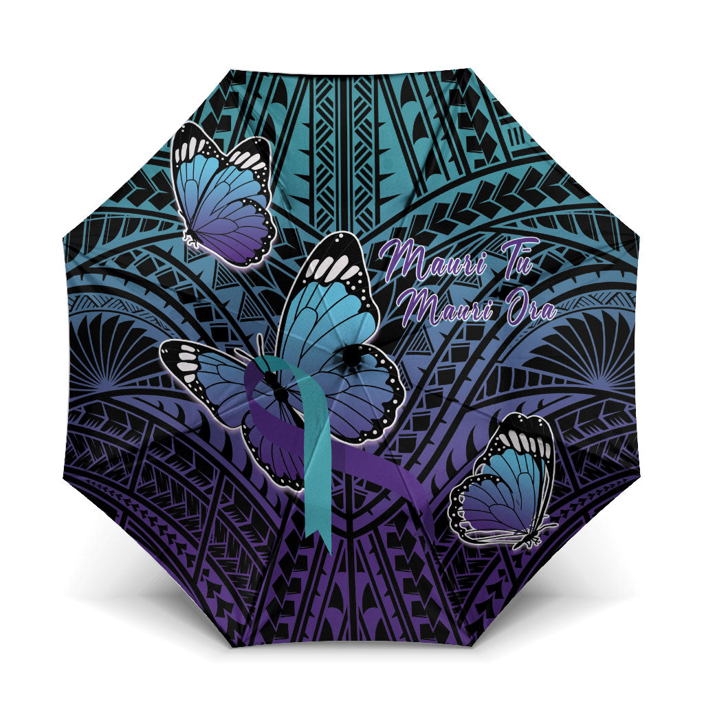 New Zealand Suicide Prevention Month Umbrella Maori Mauri Tu Mauri Ora Polynesian Pattern