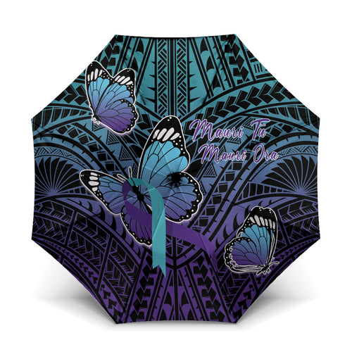 New Zealand Suicide Prevention Month Umbrella Maori Mauri Tu Mauri Ora Polynesian Pattern