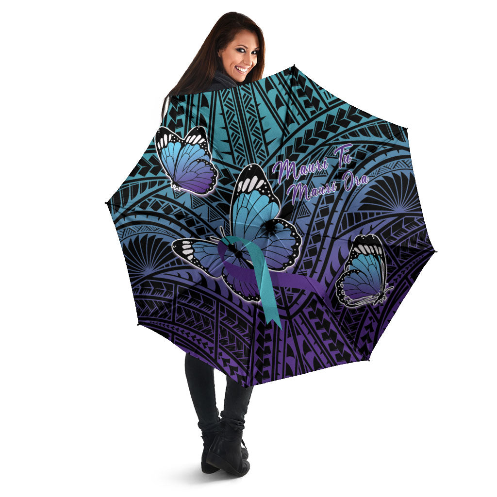 New Zealand Suicide Prevention Month Umbrella Maori Mauri Tu Mauri Ora Polynesian Pattern