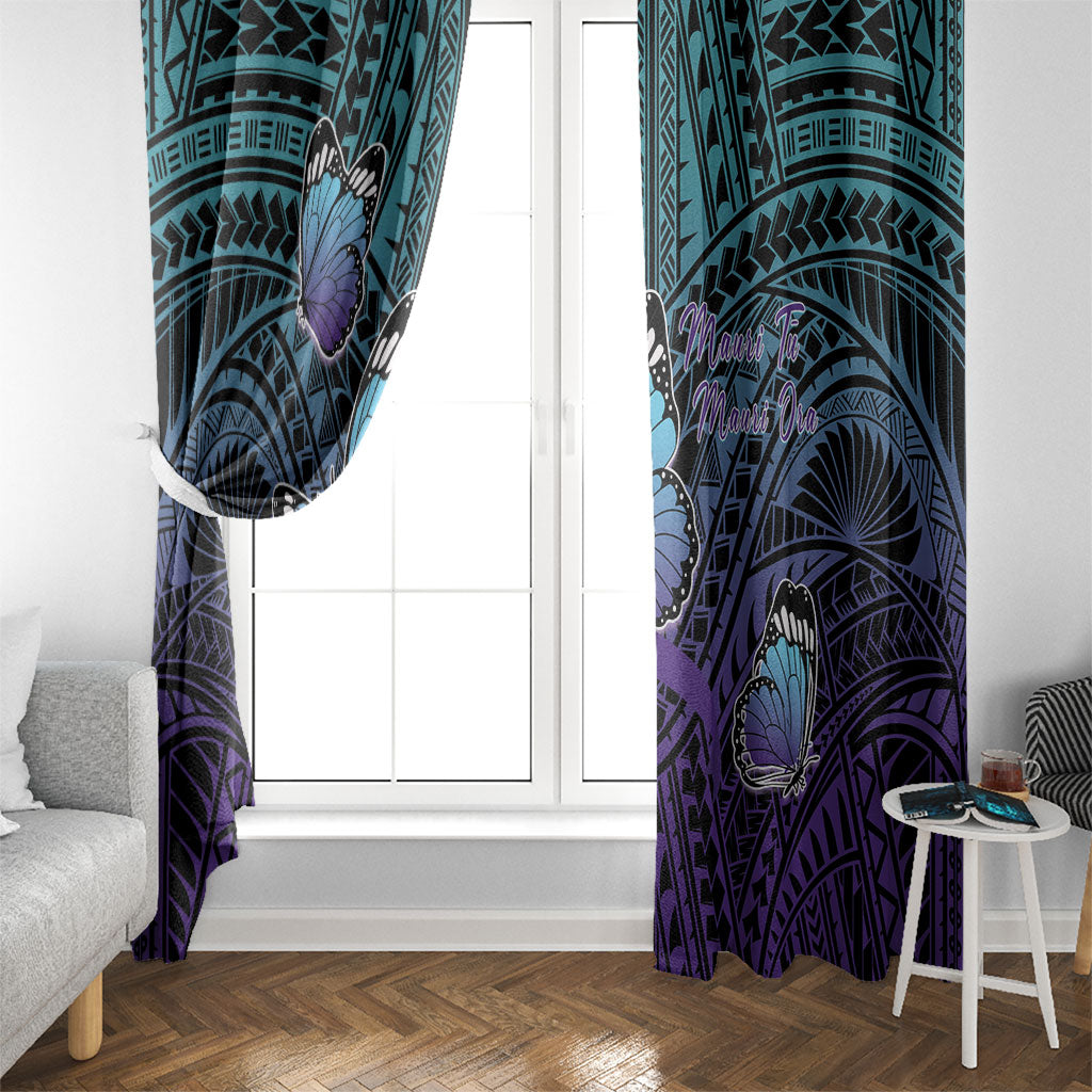 New Zealand Suicide Prevention Month Window Curtain Maori Mauri Tu Mauri Ora Polynesian Pattern