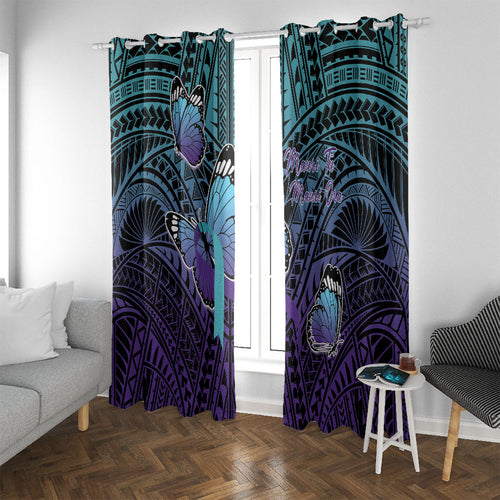 New Zealand Suicide Prevention Month Window Curtain Maori Mauri Tu Mauri Ora Polynesian Pattern